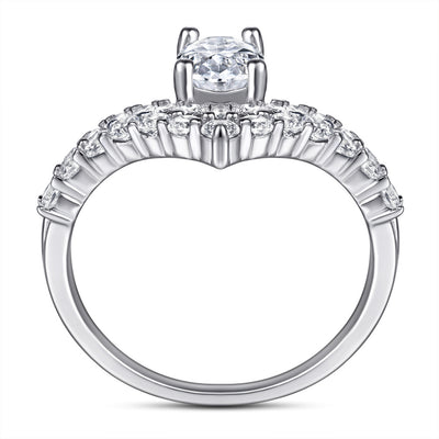 Anillo de Diamantes Doble Fila en V de Circón - Image 7