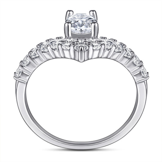 Anillo de Diamantes Doble Fila en V de Circón - Image 7