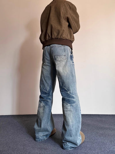 Pantalones Hombre Estilo Retro Desgastado con Rayas de Rayo y Textura de Bambú - Image 15