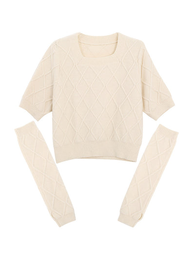 Suéter de Punto Beige con Mangas Divididas - Diseño Exclusivo para Primavera - Image 3