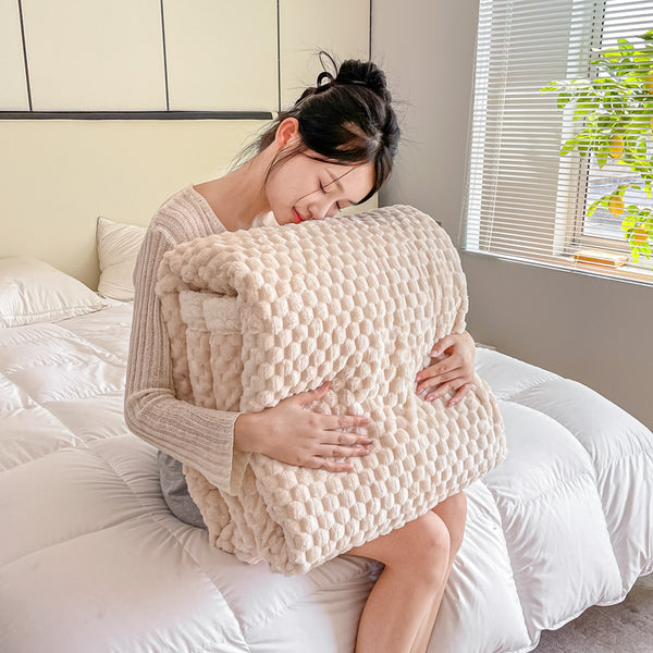 Manta de Lana Merino Tejida Gruesa - Confort Premium para el Hogar
