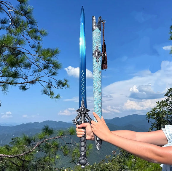 Espada Xingyuan Azul de Longquan - Acero Manganeso Forjado, Pieza de Colección Premium