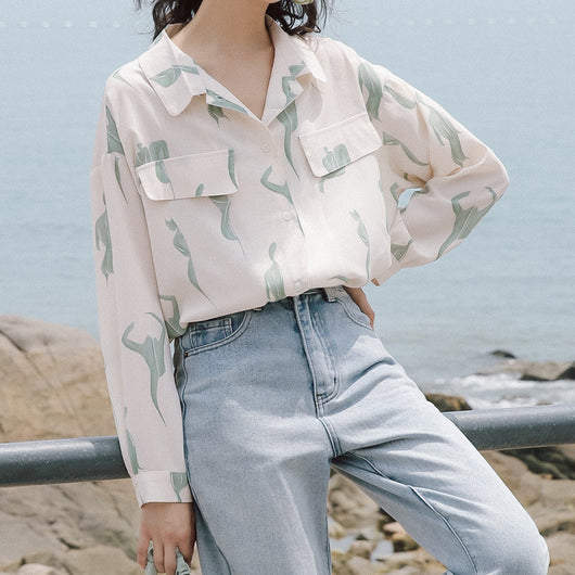 Blusa Vintage Flora de Hong Kong en Chifón con Manga Larga - Image 6