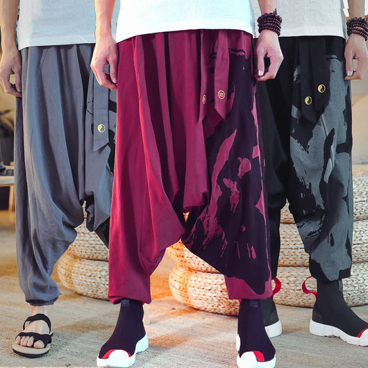 Pantalones Holgados de Algodón y Lino Estilo Chino con Puños Estampados - Image 11