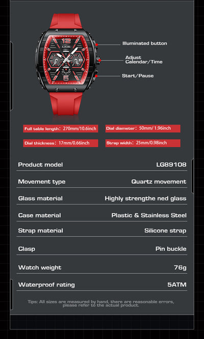 Reloj Deportivo Cuadrado Resistente al Agua con Calendario Multifuncional - Image 12