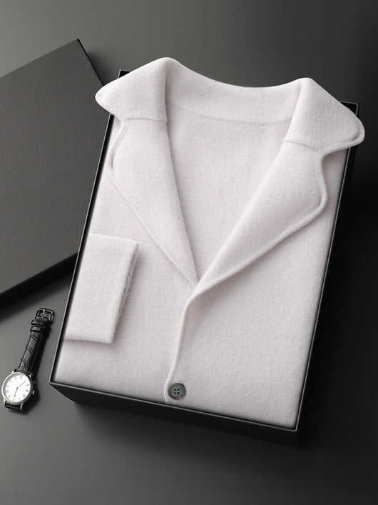 Suéter Saco de Cachemira para Hombre con Cuello Solapa - Tejido Grueso y Cómodo - Image 3