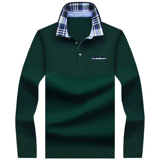 Playera Casual Ejecutiva con Solapa Fleece Suelta en Color Sólido para Hombre - Image 11