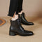 Botas Tobilleras de Cuero Estilo Retro con Cierre Lateral y Cordones