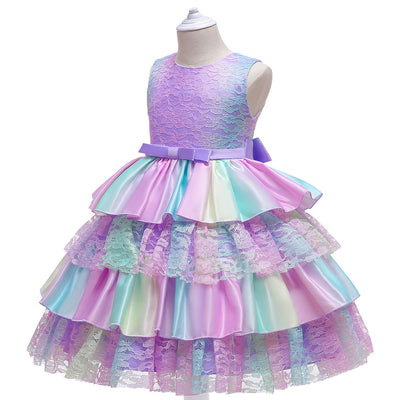 Vestido Princesa Degradado de Encaje Multicolor