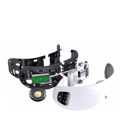 White Bluetooth Smart Eye Massager with vibration, hot compress, and airbag massage, featuring a foldable design. - Image 18