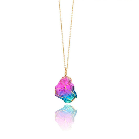 Collar de Cuarzo Arcoíris - Cristal Natural Energizante