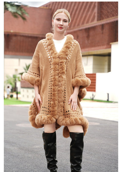 Capa Cardigan de Lana Calada Extendida - Abrigo Tejido Otoño Invierno - Image 8