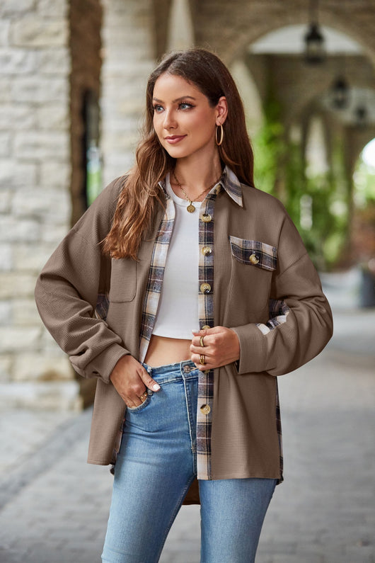 Chaqueta Suéter Cuadrillé Boyfriend Holgada de Punto Waffle - Image 16
