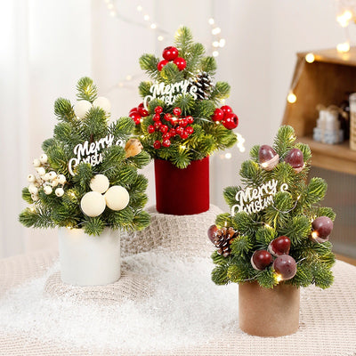 Adornos Navideños LED Piñas de Pino Miniatura Norbison para Árbol de Escritorio