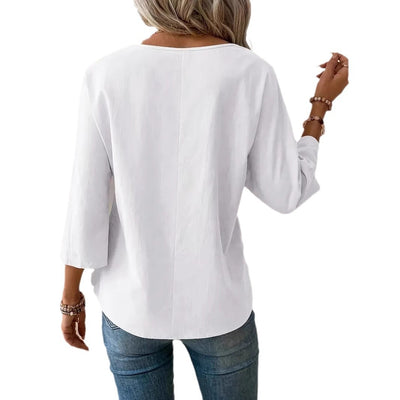 Blusa Casual de Cuello Redondo Diseño Elegante y Minimalista para Mujer - Image 5