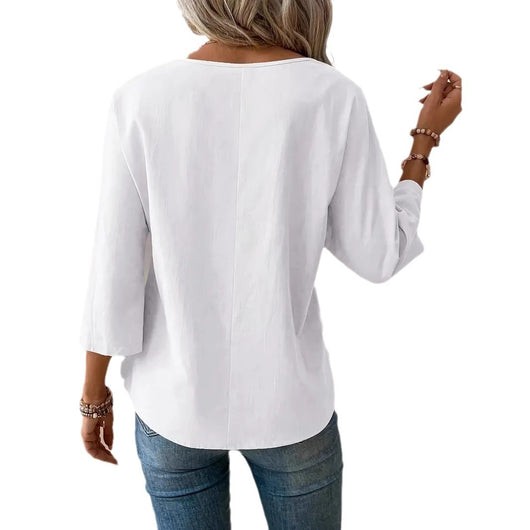 Blusa Casual de Cuello Redondo Diseño Elegante y Minimalista para Mujer - Image 5