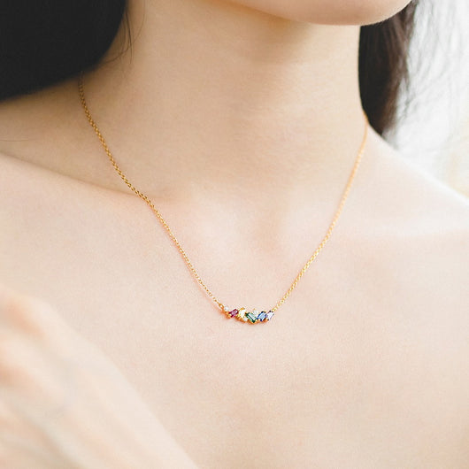 Collar de Plata 925 Arcoíris Lujo Japonés con Caramelos