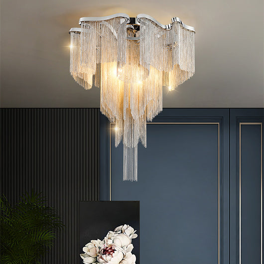 Lámpara de Techo Nordic Lujo con Cadena Aluminio y Borlas para Sala - Image 11