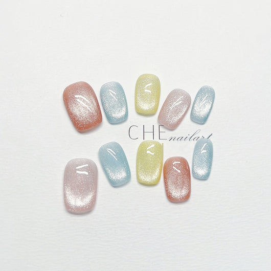 Uñas Postizas Cat Eye Dopamina Colores Vibrantes para Niñas - Image 2