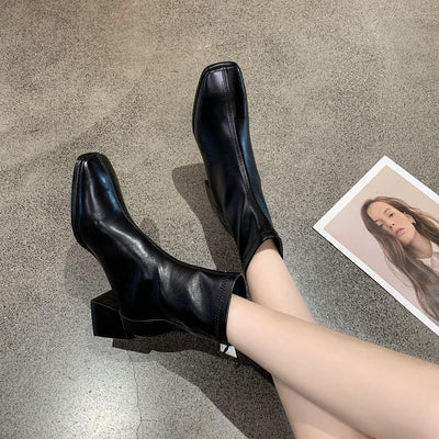 Botas Martin de Invierno con Forro Cálido - Estilo Coreano Cuadrado - Image 8