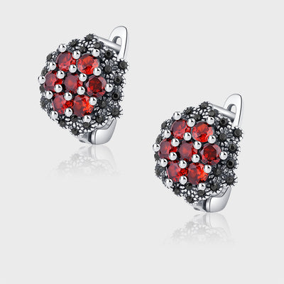 Aretes Clip Plata 925 Tailandés Retro con Circón Azul Incrustado - Image 4