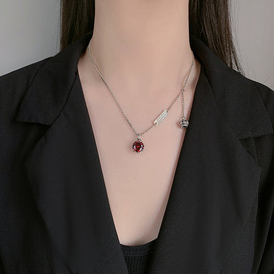 Collar Retro de Plata 925 con Corona y Letra para Mujer - Diseño Elegante - Image 3