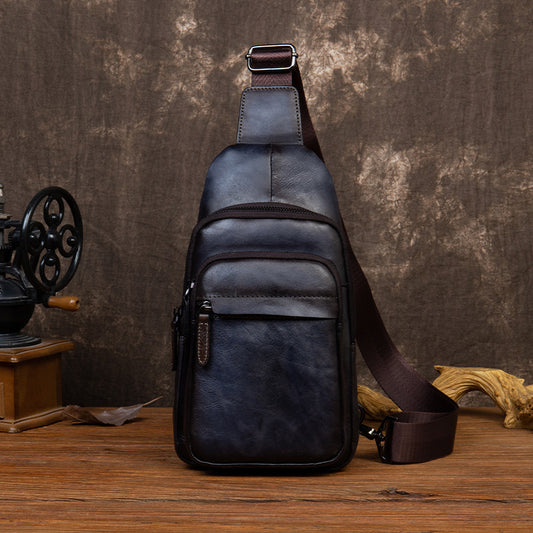 Bolsa Mensajero de Cuero Genuino Estilo Retro para Hombre - Image 2