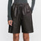 Shorts de Cuero con Cintura Elástica - Casual Versátil para Mujer