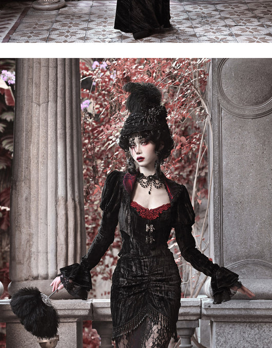 Cardigan Gótico de Terciopelo con Telaraña Estilo Rococó - Image 9