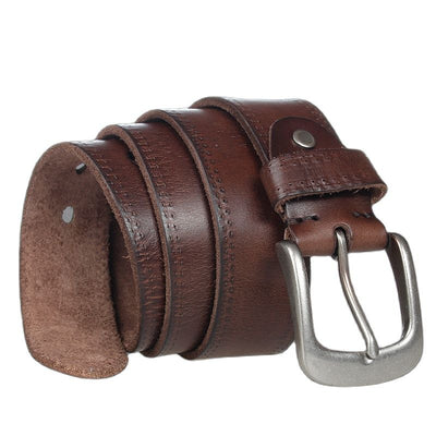 Cinturón de Cuero Curtido Vegetal Premium Unisex con Hebilla de Aleación - Image 9
