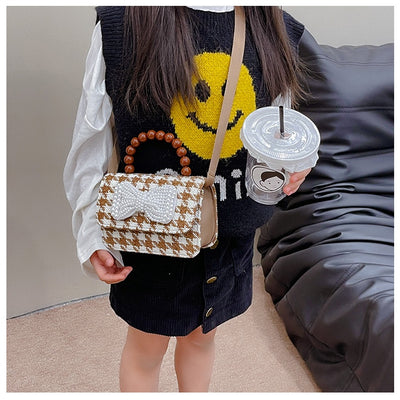 Bolso Crossbody Cuadros Marrones con Detalle Pearl - Image 19