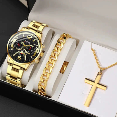 Set Completo: Pulsera, Collar con Cruz y Reloj para Hombre - Image 13