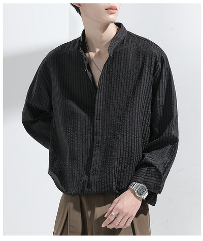 Camisa Casual Negra Texturizada Anti-Arrugas para Hombre - Image 11