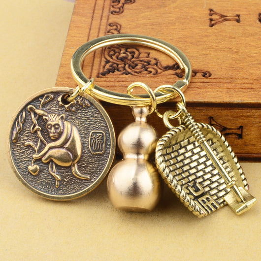 Llavero Calabaza de Latón Puro - Amuleto de Suerte para Hombre - Image 33