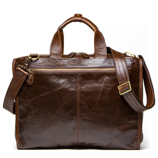 Maletín de Cuero Genuino para Hombre - Bolsa Mensajero Profesional con Compartimento para Laptop