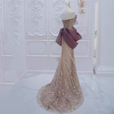 Vestido de Noche Champagne Lujo con Pedrería - Image 2