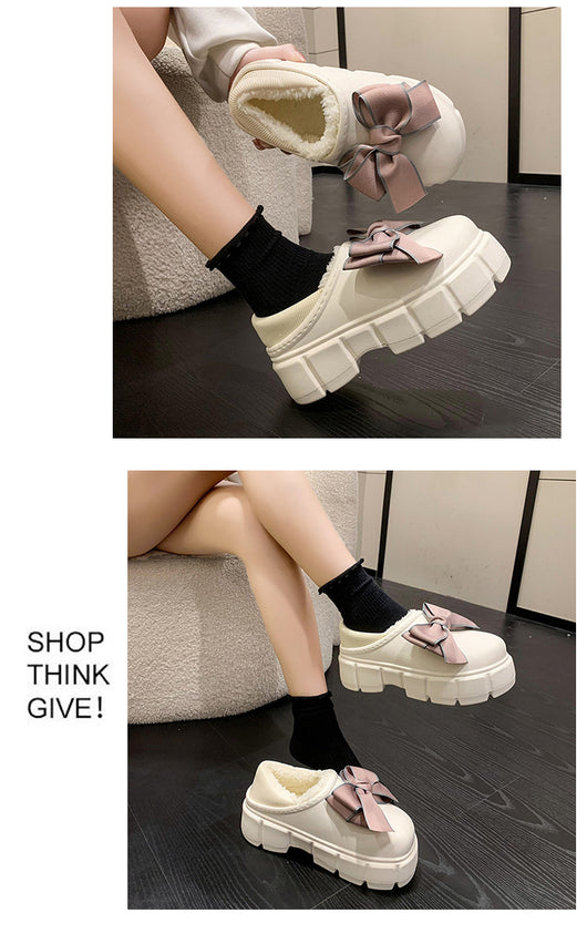 Pantuflas de Algodón con Lazo Cálidas y Impermeables para Casa - Image 17