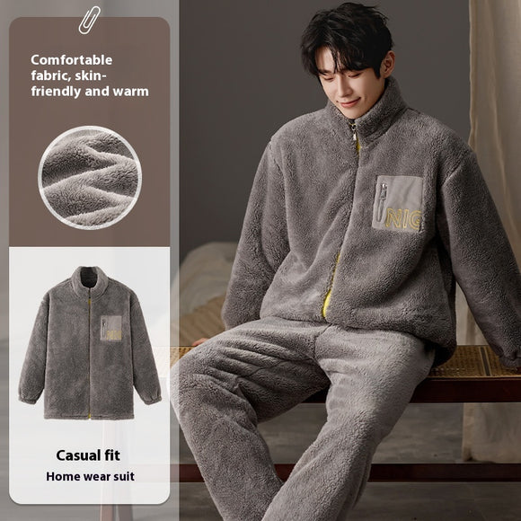 Pijama Talla Grande para Hombre de Manga Larga Cálido y Cómodo