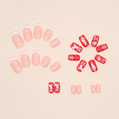 Manicura Navideña Roja con Copos de Nieve y Renos - Image 12