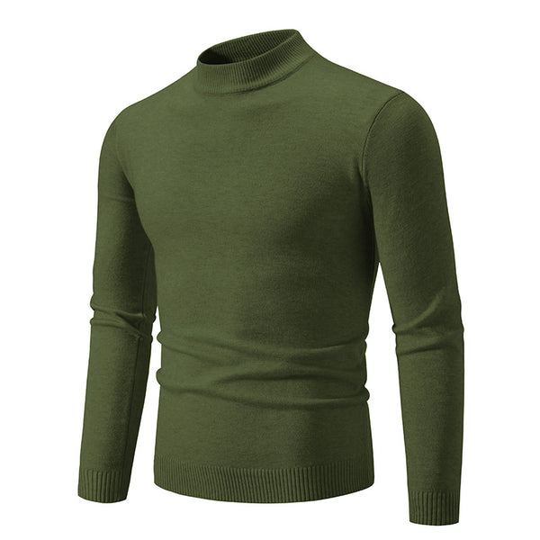 Suéter Cuello Redondo Hombre Invierno Ajustado Color Sólido