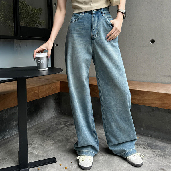 Pantalón Denim Cintura Alta Ancho y Suelto
