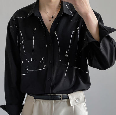 Camisa Coreana de Algodón Ligero con Estampado Artístico - Image 2