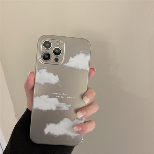 Funda Protectora Premium Plateada Efecto Nube Esmerilada para Teléfono
