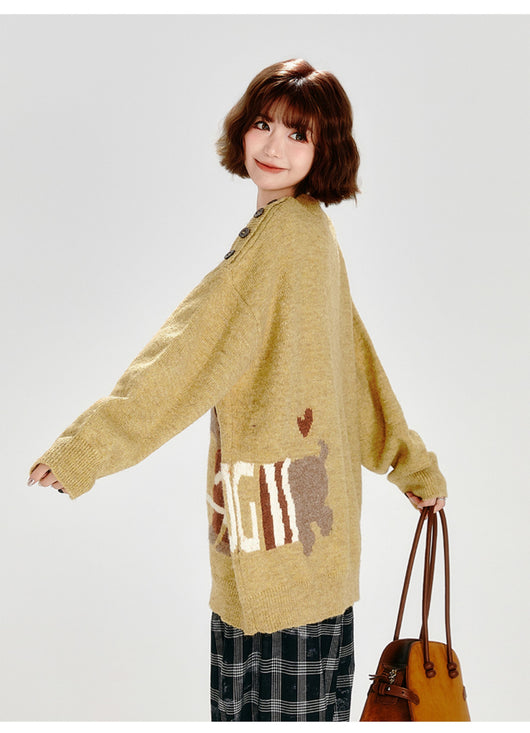 Suéter Tejido Cuello Redondo Retro para Mujer - Blusa Holgada y Elegante - Image 11