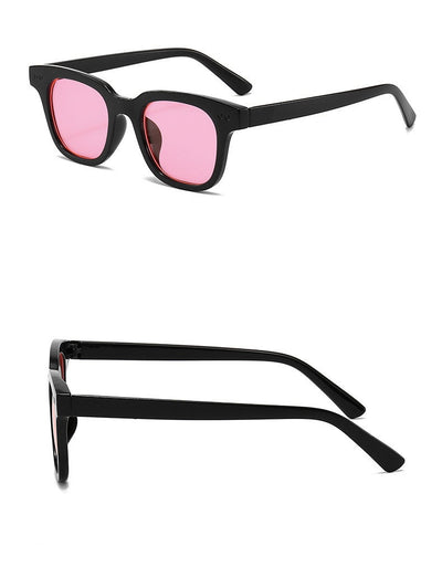 Black frame square sunglasses with light blue lenses, angled on a white background. - Image 21
