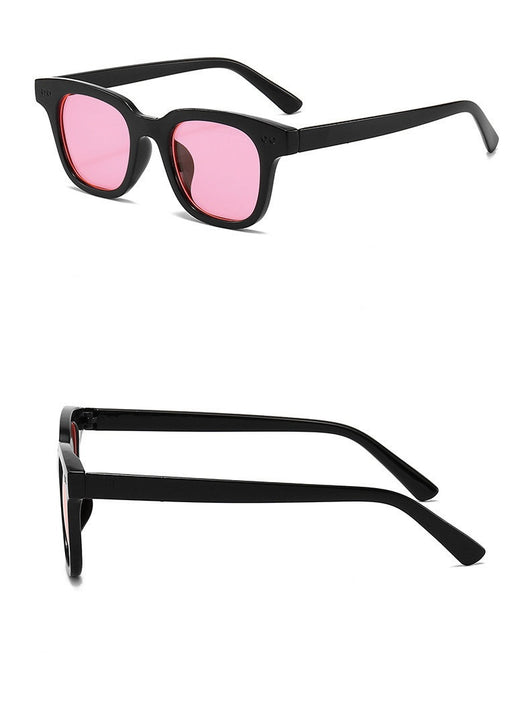 Black frame square sunglasses with light blue lenses, angled on a white background. - Image 21
