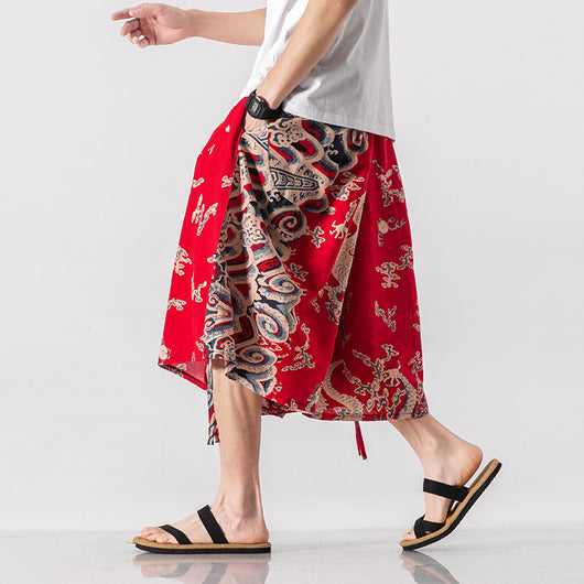 Pantalones Cortos Holgados Estilo Chino con Estampado Floral y Elefante - Image 3