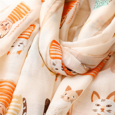 Pañuelo de Seda Estampado Paraíso Gatitos Adorables - Image 23