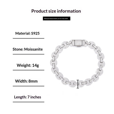 Collar y Pulsera de Plata 925 con Moissanita 8mm - Joyería Personalizada para Hombre - Image 7