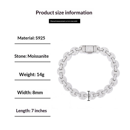 Collar y Pulsera de Plata 925 con Moissanita 8mm - Joyería Personalizada para Hombre - Image 7